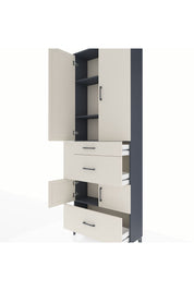 Arges Dolap 4 Raflı 3 Çekmeceli 4 Kapaklı 88x30x243 Antrasit-Aytaşı