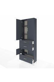 Arges Dolap 4 Raflı 3 Çekmeceli 4 Kapaklı 88x30x243 Antrasit-Antrasit