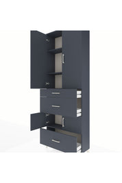 Arges Dolap 4 Raflı 3 Çekmeceli 4 Kapaklı 88x30x243 Antrasit-Antrasit