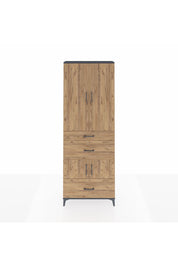 Arges Dolap 4 Raflı 3 Çekmeceli 4 Kapaklı 88x30x243 Antrasit-Çam