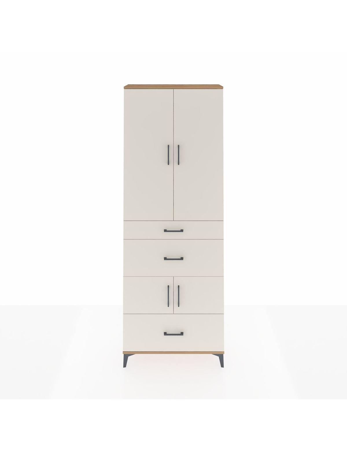 Arges Dolap 4 Raflı 3 Çekmeceli 4 Kapaklı 88x30x243 Çam-Aytaşı