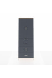 Arges Dolap 4 Raflı 3 Çekmeceli 4 Kapaklı 88x30x243 Çam-Antrasit