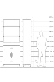 Arges Dolap 4 Raflı 3 Çekmeceli 2 Kapaklı 88x30x243 Aytaşı-Aytaşı