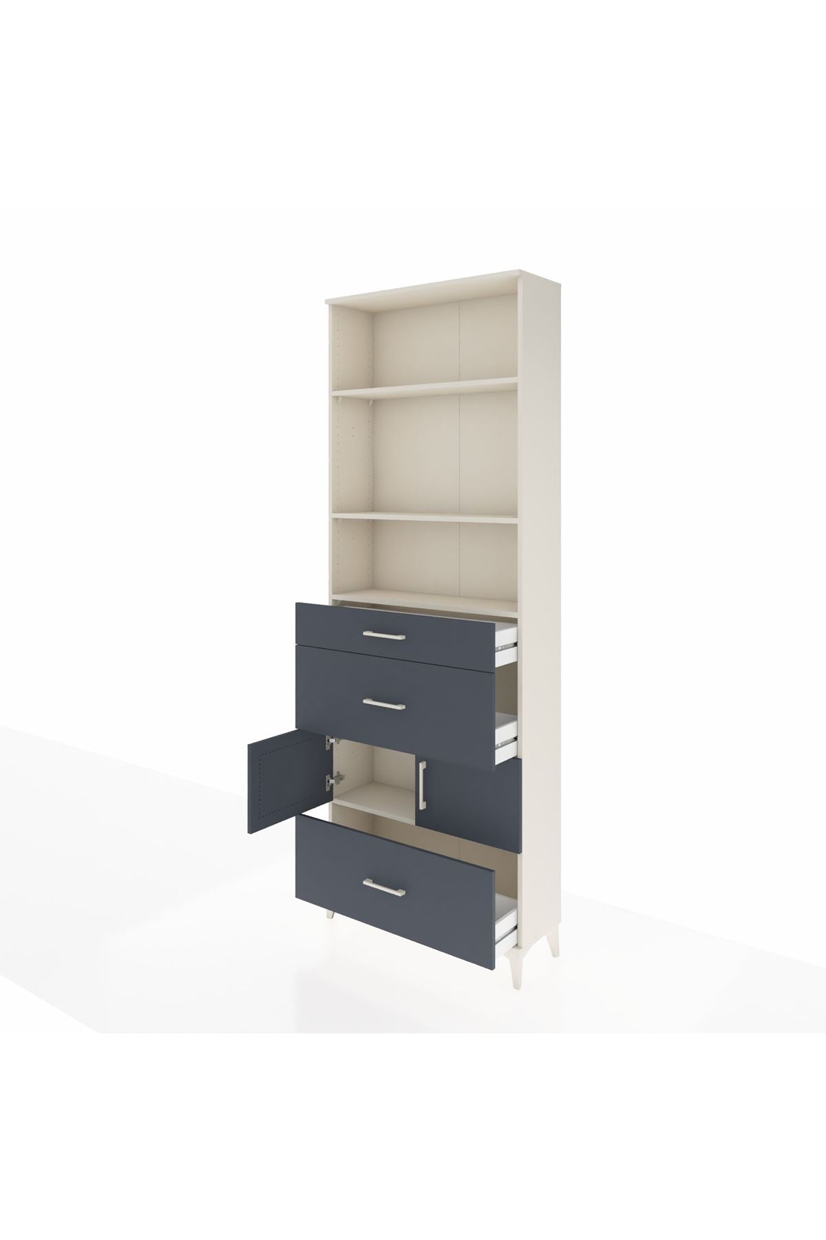 Arges Dolap 4 Raflı 3 Çekmeceli 2 Kapaklı 88x30x243 Aytaşı-Antrasit