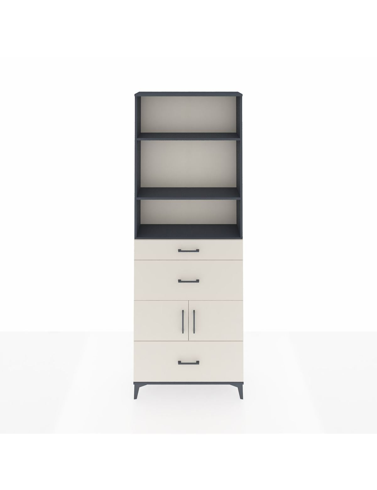 Arges Dolap 4 Raflı 3 Çekmeceli 2 Kapaklı 88x30x243 Antrasit-Aytaşı