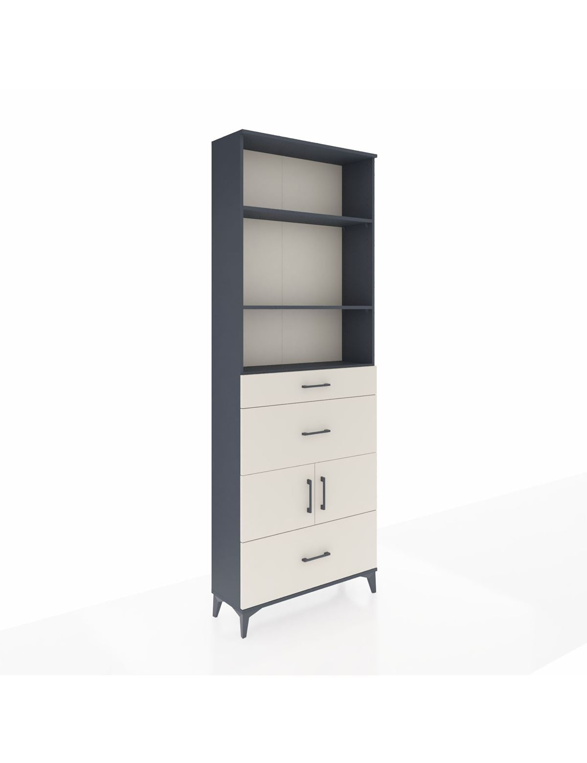 Arges Dolap 4 Raflı 3 Çekmeceli 2 Kapaklı 88x30x243 Antrasit-Aytaşı