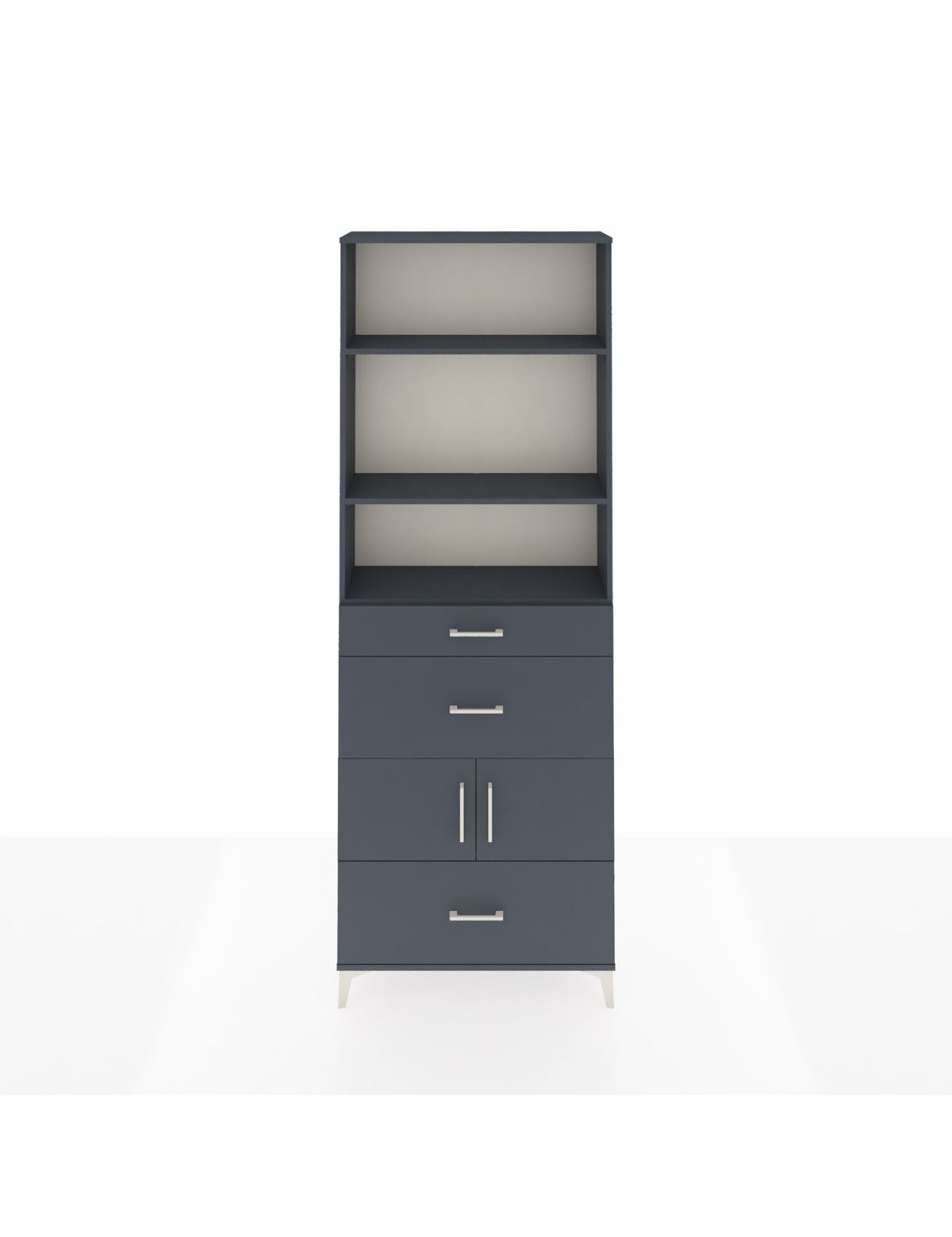 Arges Dolap 4 Raflı 3 Çekmeceli 2 Kapaklı 88x30x243 Antrasit-Antrasit