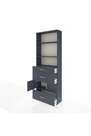 Arges Dolap 4 Raflı 3 Çekmeceli 2 Kapaklı 88x30x243 Antrasit-Antrasit