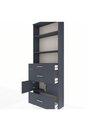 Arges Dolap 4 Raflı 3 Çekmeceli 2 Kapaklı 88x30x243 Antrasit-Antrasit