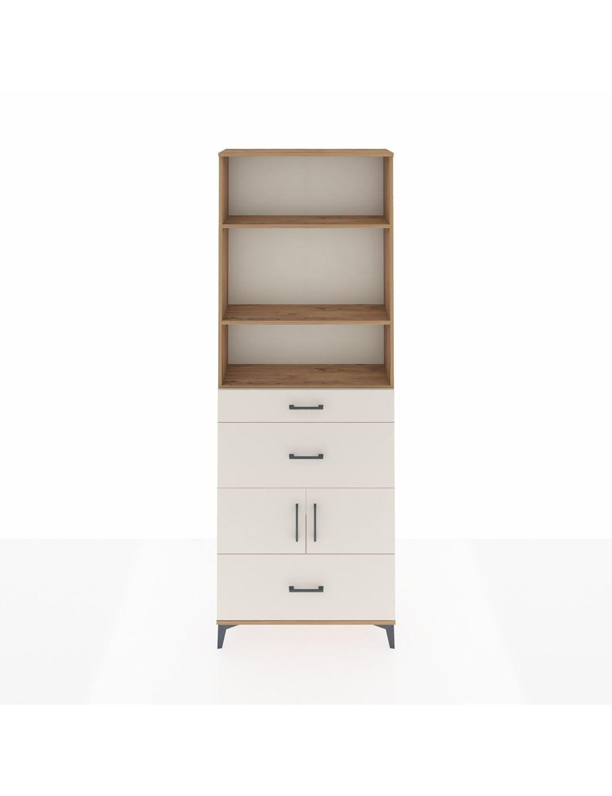 Arges Dolap 4 Raflı 3 Çekmeceli 2 Kapaklı 88x30x243 Çam-Aytaşı