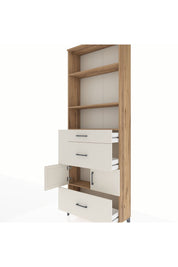 Arges Dolap 4 Raflı 3 Çekmeceli 2 Kapaklı 88x30x243 Çam-Aytaşı