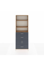 Arges Dolap 4 Raflı 3 Çekmeceli 2 Kapaklı 88x30x243 Çam-Antrasit