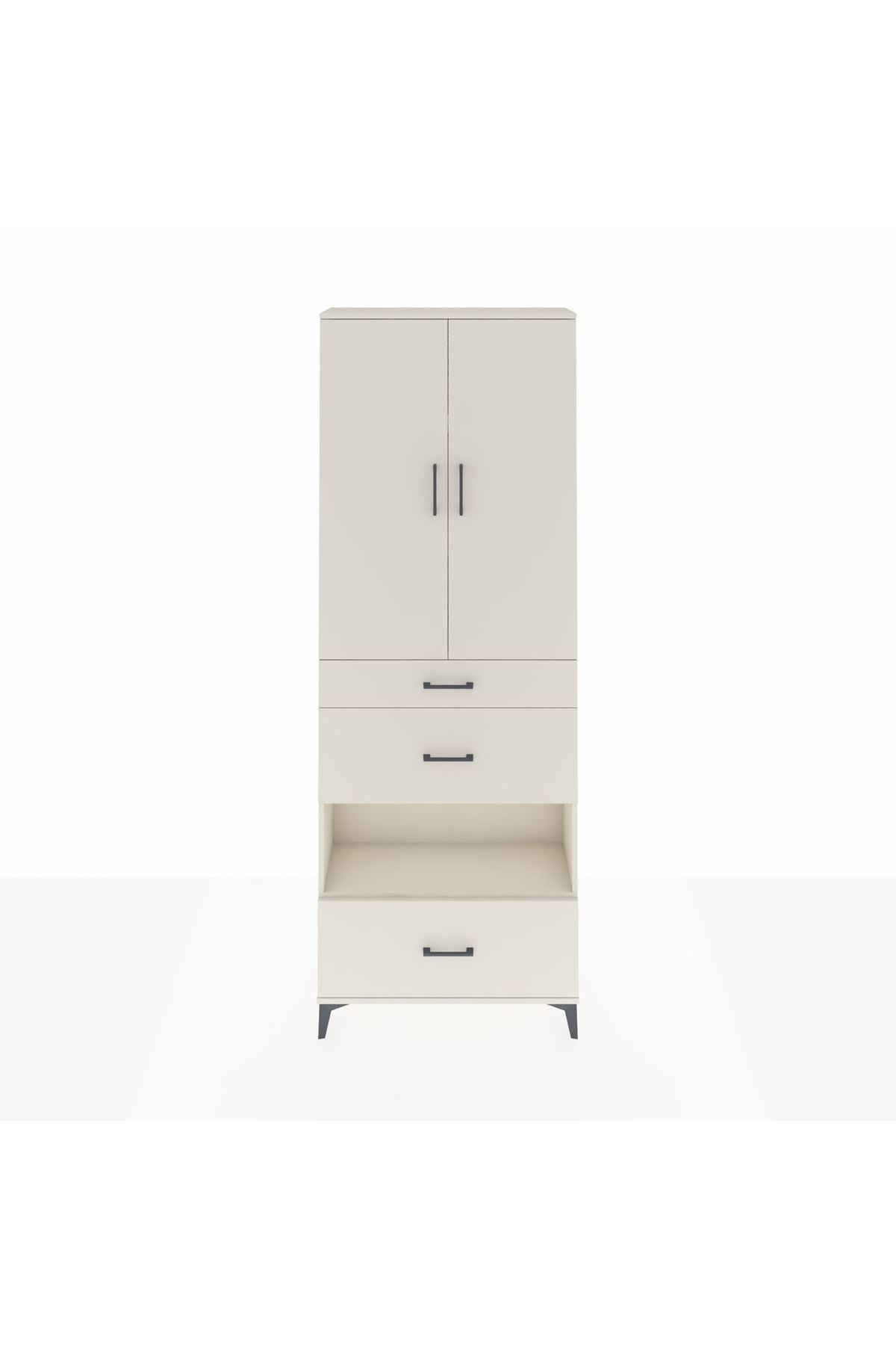 Arges Dolap 4 Raflı 3 Çekmeceli 2 Kapaklı 88x30x243 Aytaşı-Aytaşı