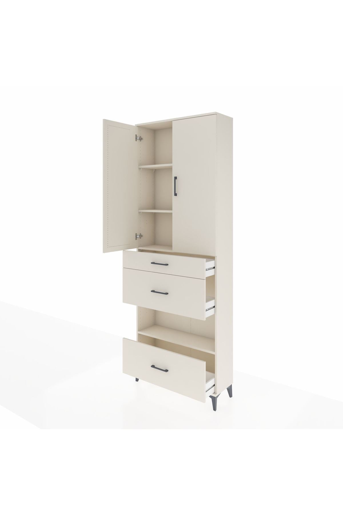 Arges Dolap 4 Raflı 3 Çekmeceli 2 Kapaklı 88x30x243 Aytaşı-Aytaşı