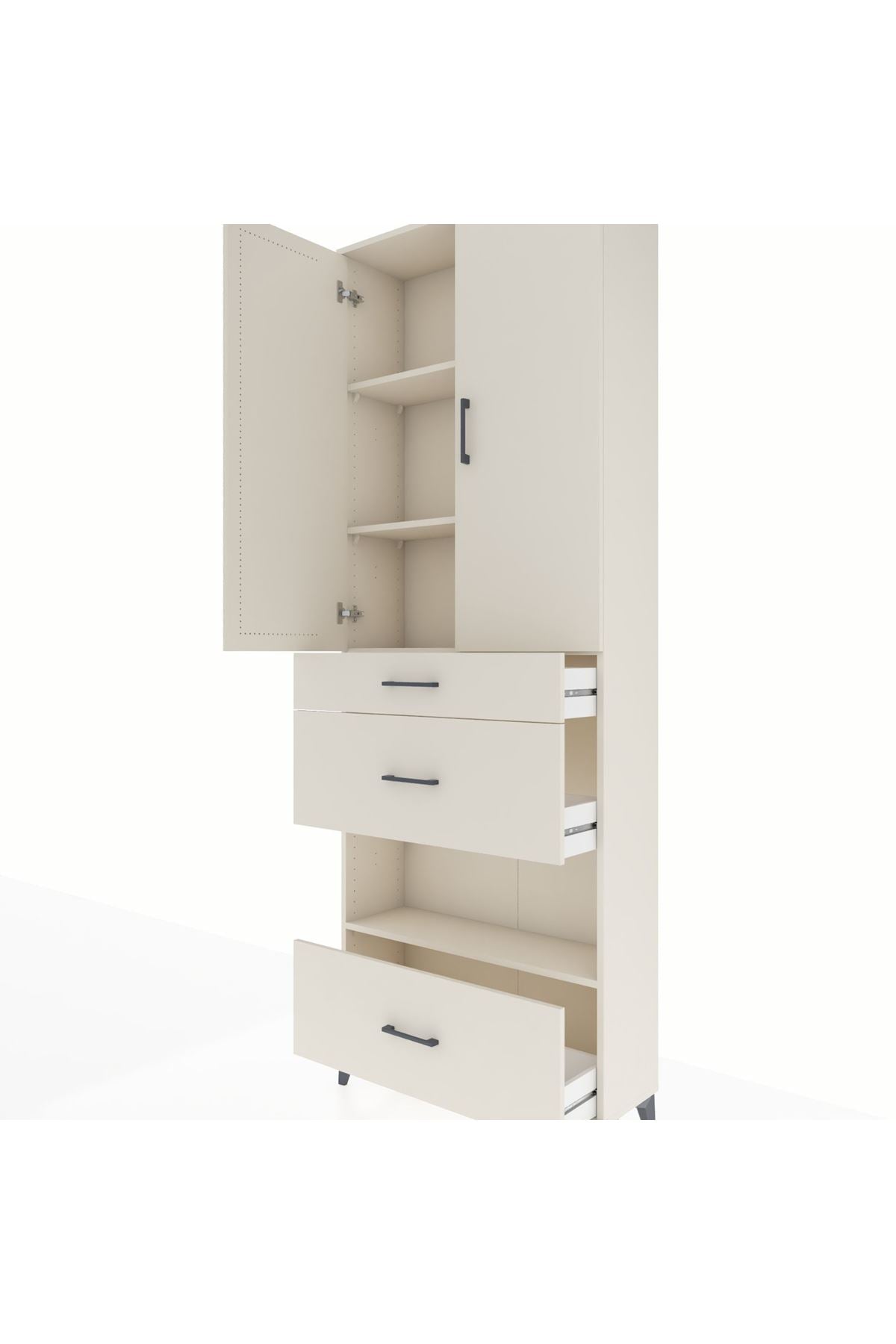 Arges Dolap 4 Raflı 3 Çekmeceli 2 Kapaklı 88x30x243 Aytaşı-Aytaşı