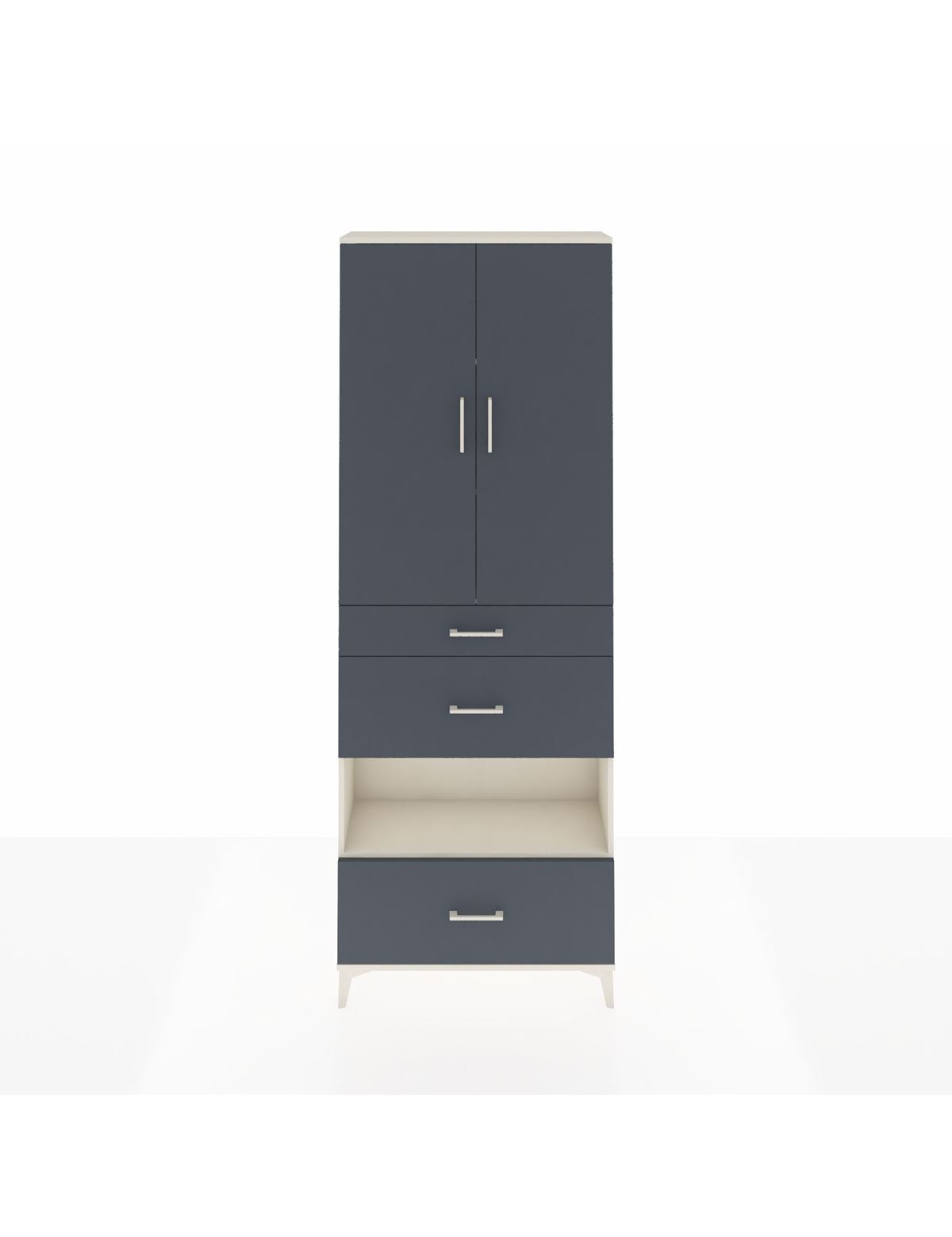 Arges Dolap 4 Raflı 3 Çekmeceli 2 Kapaklı 88x30x243 Aytaşı-Antrasit