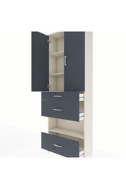 Arges Dolap 4 Raflı 3 Çekmeceli 2 Kapaklı 88x30x243 Aytaşı-Antrasit