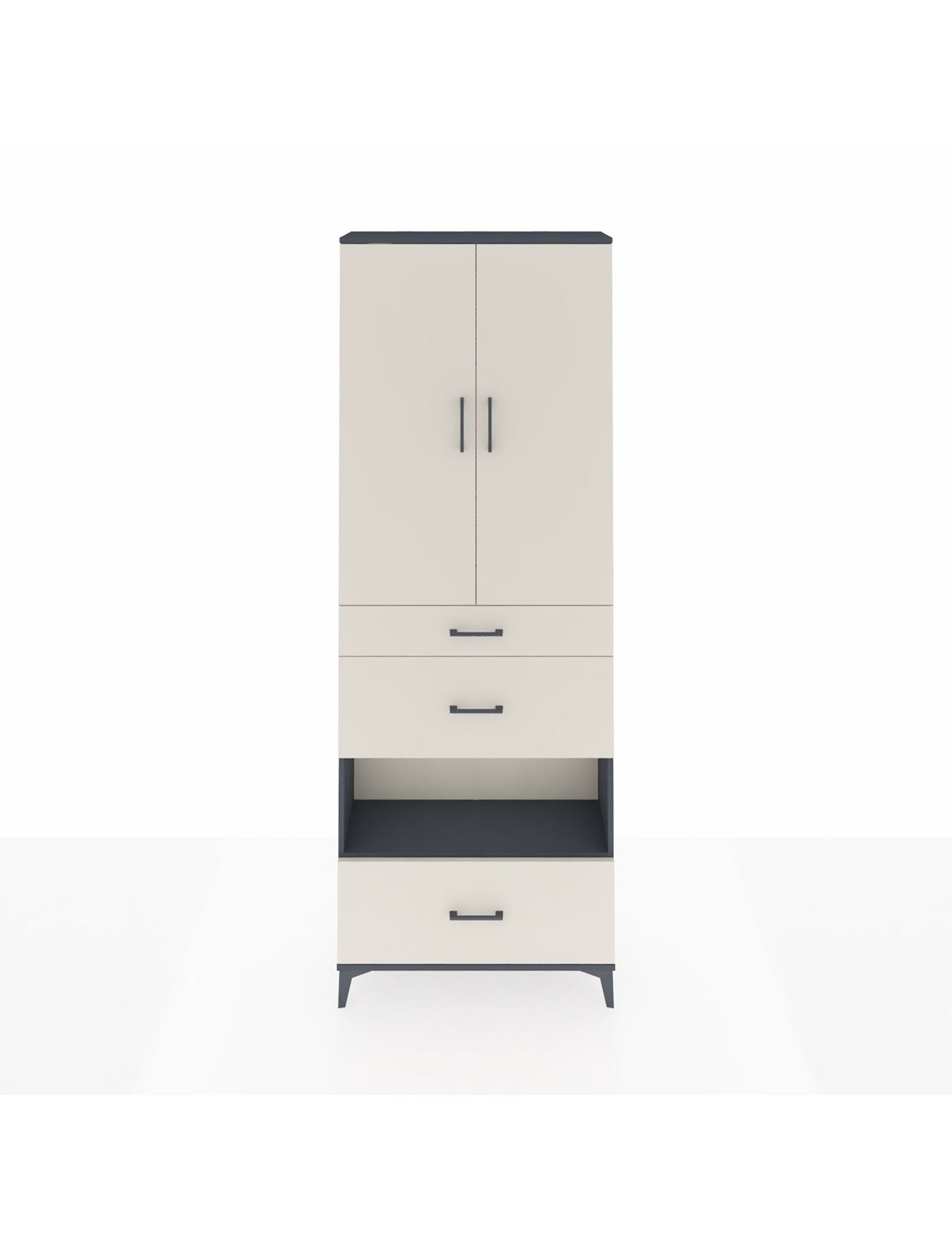 Arges Dolap 4 Raflı 3 Çekmeceli 2 Kapaklı 88x30x243 Antrasit-Aytaşı