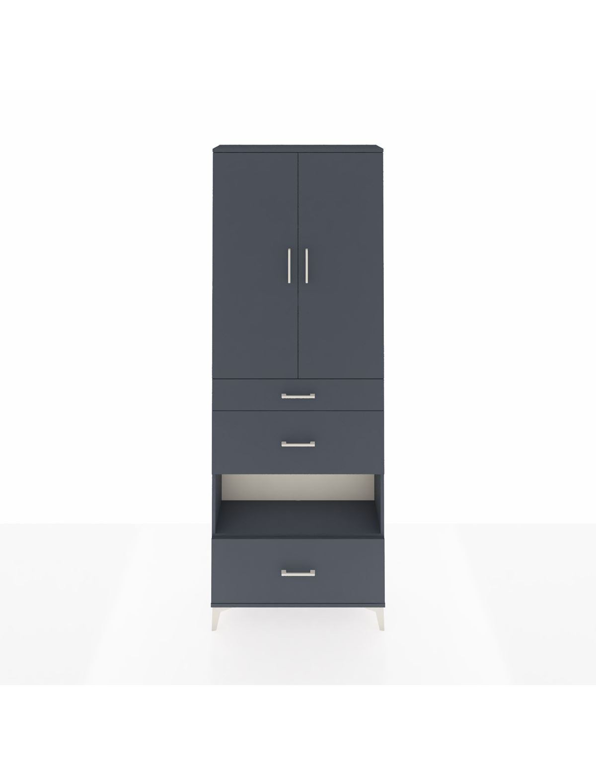 Arges Dolap 4 Raflı 3 Çekmeceli 2 Kapaklı 88x30x243 Antrasit-Antrasit