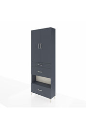 Arges Dolap 4 Raflı 3 Çekmeceli 2 Kapaklı 88x30x243 Antrasit-Antrasit