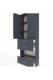 Arges Dolap 4 Raflı 3 Çekmeceli 2 Kapaklı 88x30x243 Antrasit-Antrasit