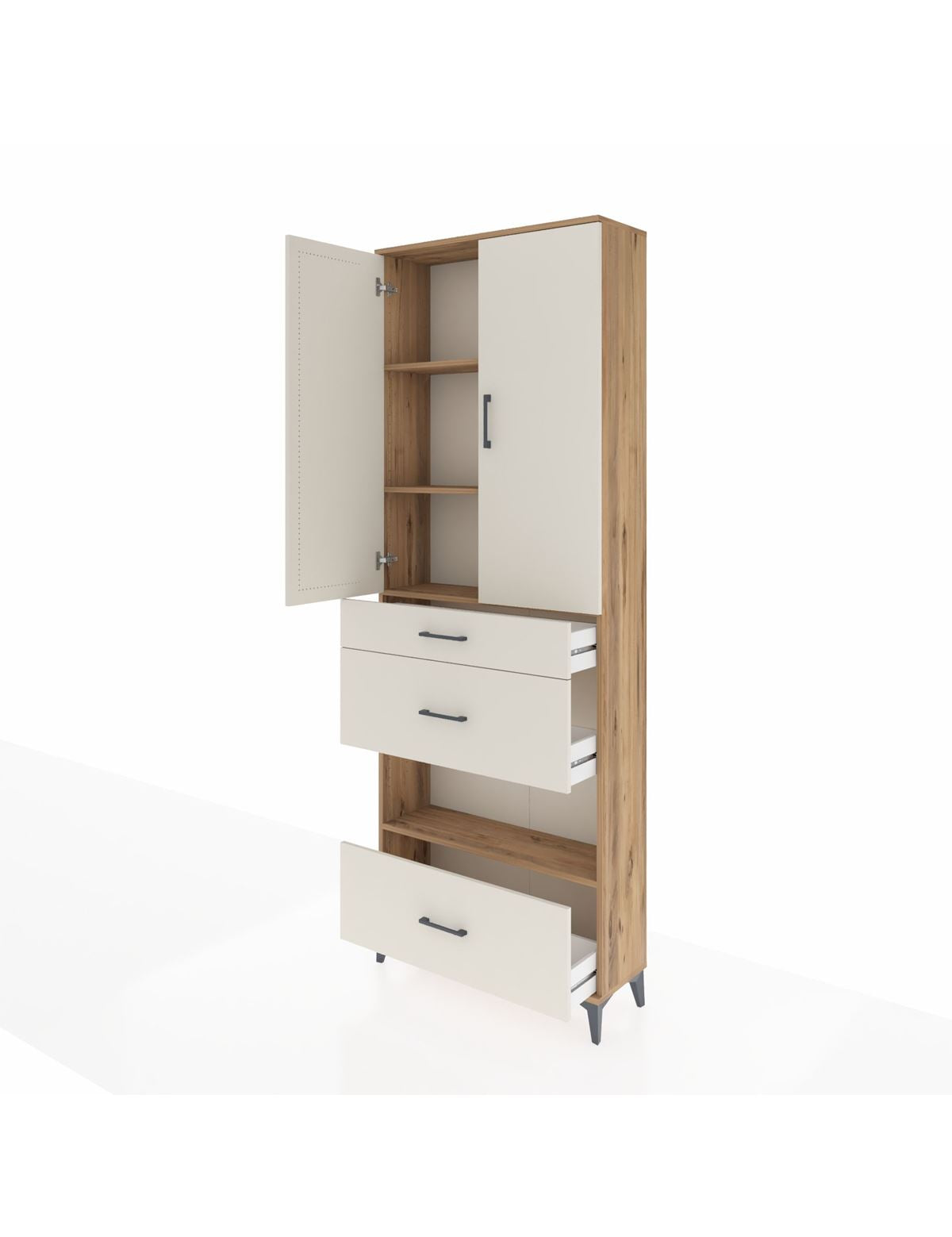 Arges Dolap 4 Raflı 3 Çekmeceli 2 Kapaklı 88x30x243 - S33M151V7A