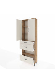 Arges Dolap 4 Raflı 3 Çekmeceli 2 Kapaklı 88x30x243 Çam-Aytaşı