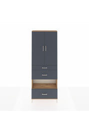 Arges Dolap 4 Raflı 3 Çekmeceli 2 Kapaklı 88x30x243 Çam-Antrasit