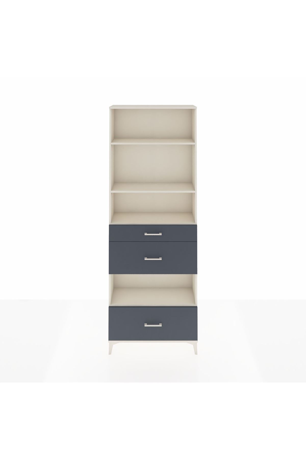 Arges Dolap 4 Raflı 3 Çekmeceli 88x30x243 Aytaşı-Antrasit