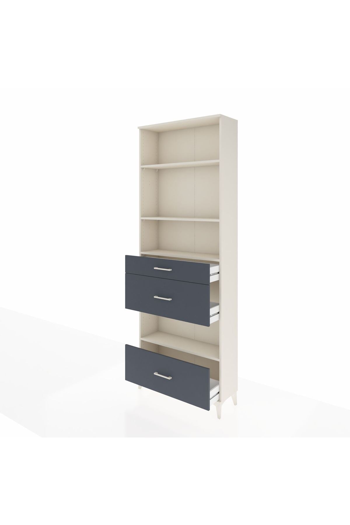 Arges Dolap 4 Raflı 3 Çekmeceli 88x30x243 Aytaşı-Antrasit