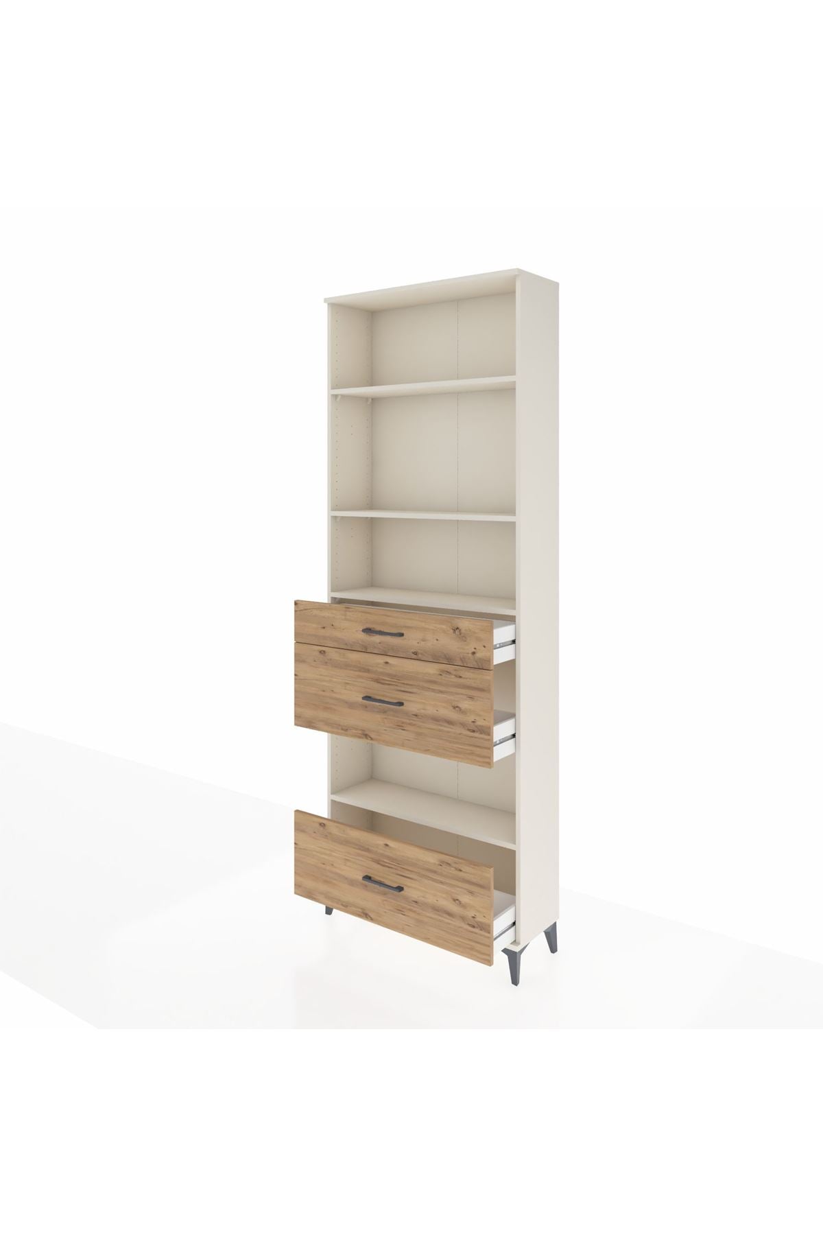 Arges Dolap 4 Raflı 3 Çekmeceli 88x30x243 Aytaşı-Çam