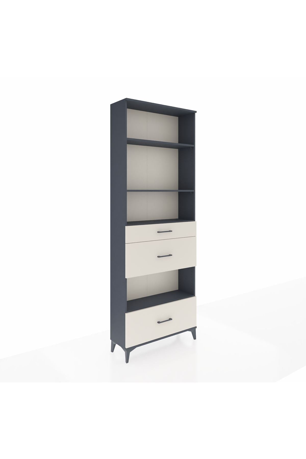 Arges Dolap 4 Raflı 3 Çekmeceli 88x30x243 Antrasit-Aytaşı