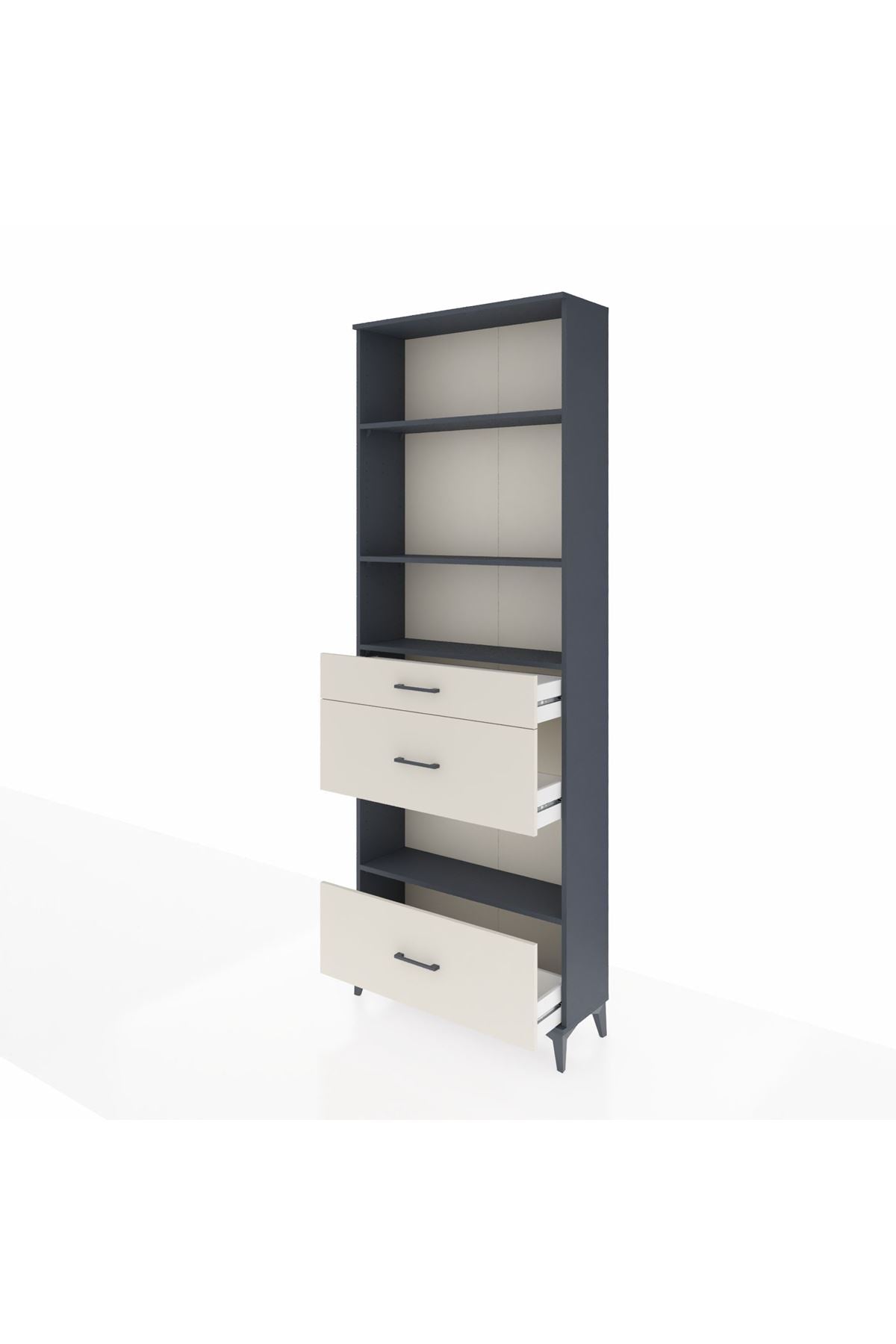 Arges Dolap 4 Raflı 3 Çekmeceli 88x30x243 Antrasit-Aytaşı