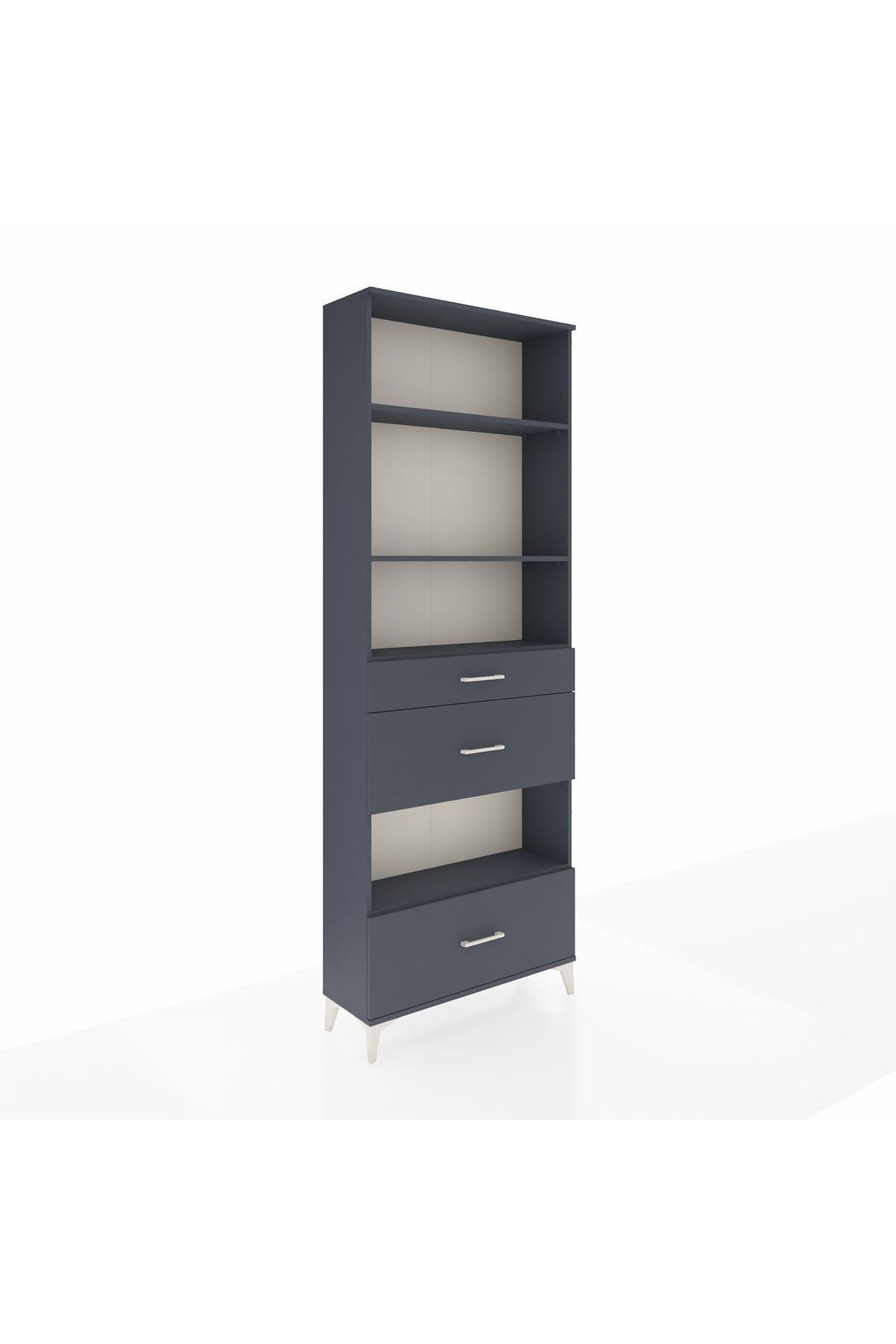 Arges Dolap 4 Raflı 3 Çekmeceli 88x30x243 Antrasit-Antrasit