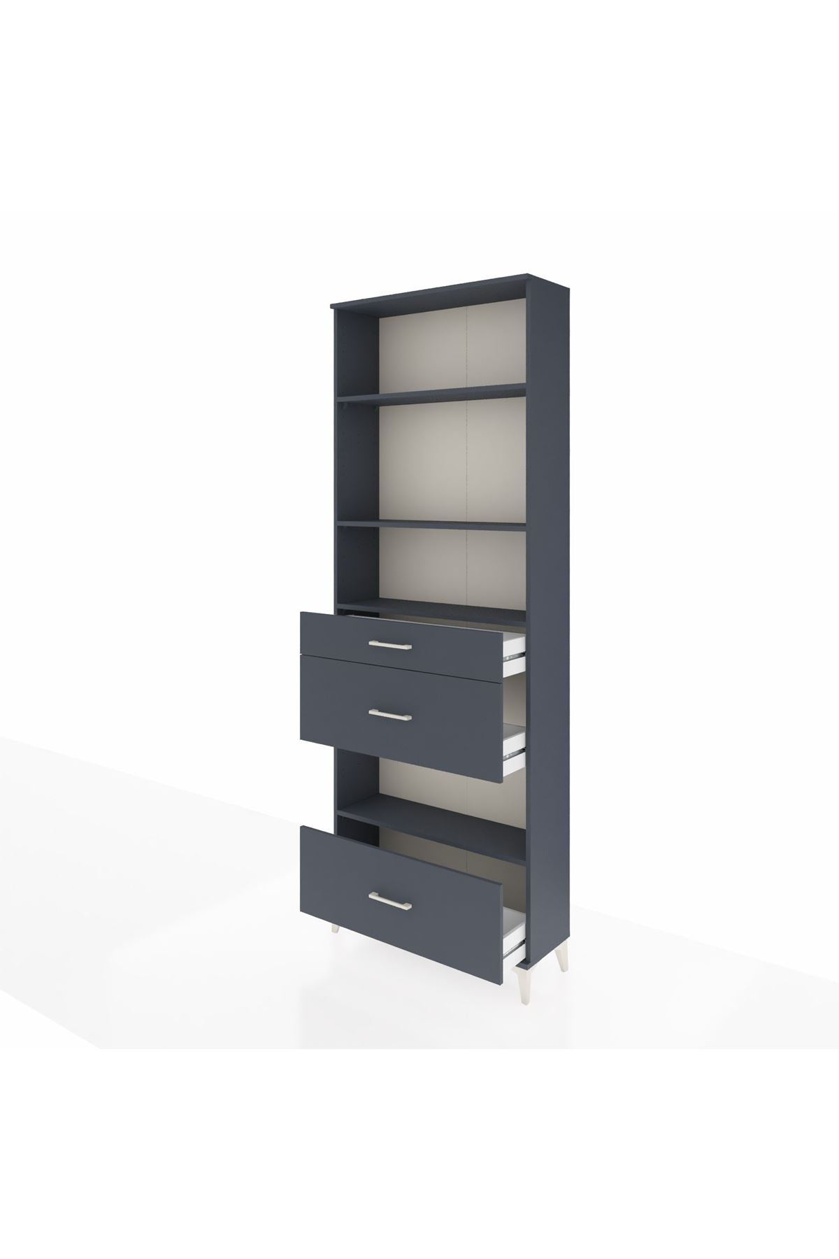 Arges Dolap 4 Raflı 3 Çekmeceli 88x30x243 Antrasit-Antrasit