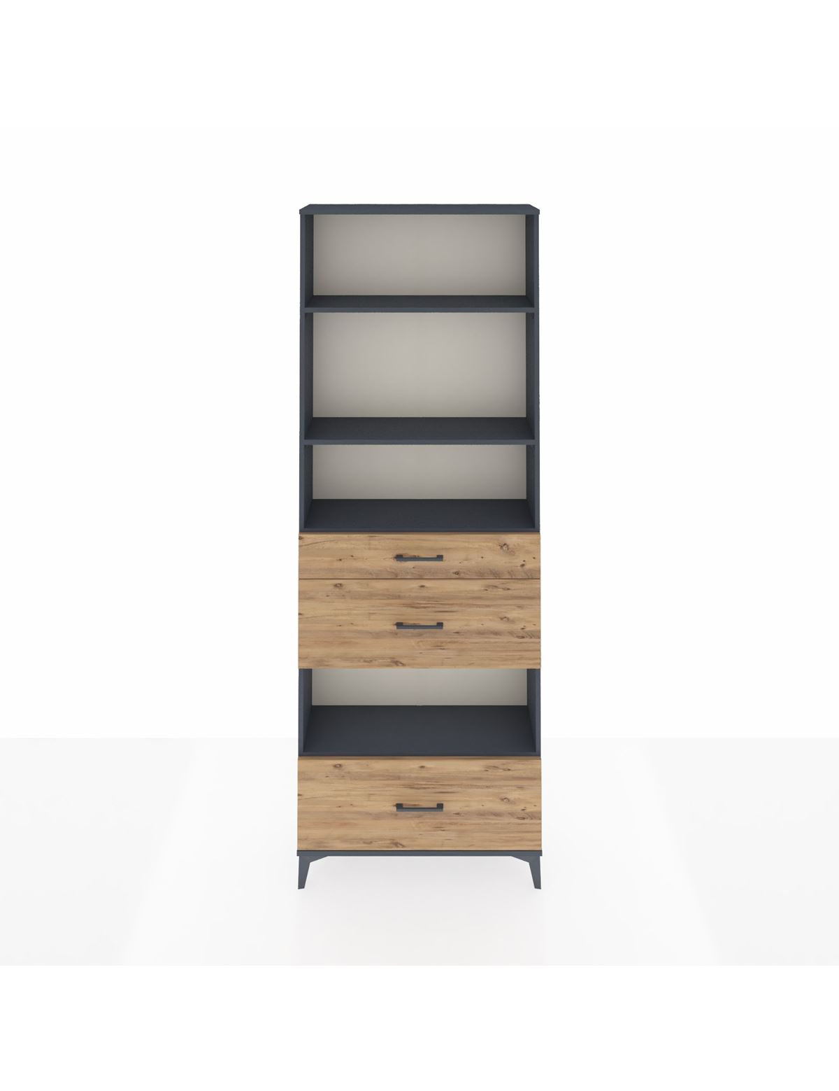 Arges Dolap 4 Raflı 3 Çekmeceli 88x30x243 Antrasit-Çam