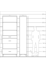 Arges Dolap 4 Raflı 3 Çekmeceli 88x30x243 Antrasit-Antrasit