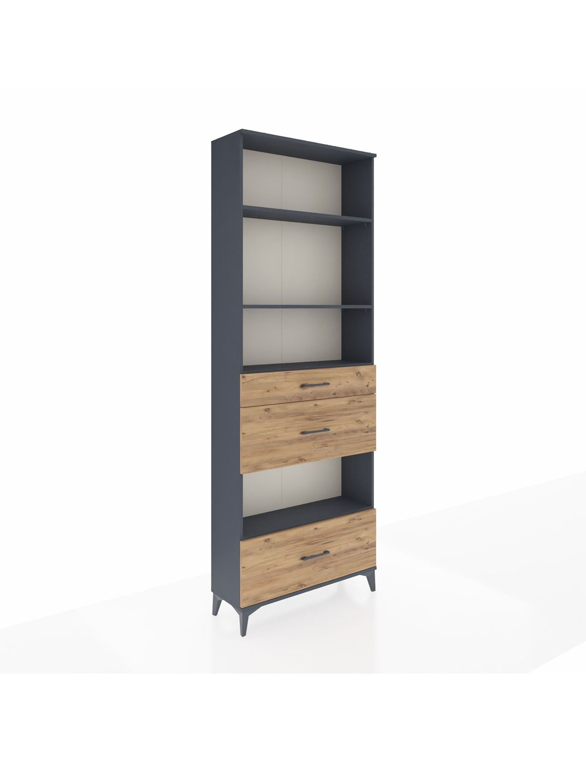 Arges Dolap 4 Raflı 3 Çekmeceli 88x30x243 Antrasit-Çam