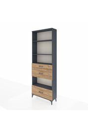 Arges Dolap 4 Raflı 3 Çekmeceli 88x30x243 Antrasit-Çam