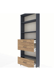 Arges Dolap 4 Raflı 3 Çekmeceli 88x30x243 Antrasit-Çam