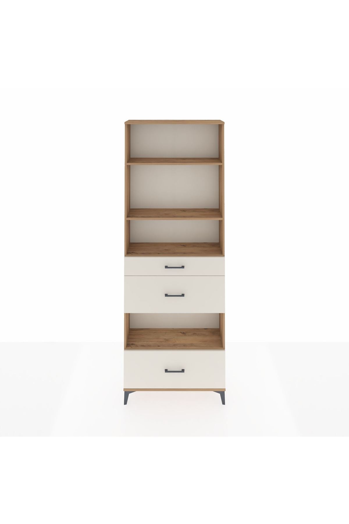 Arges Dolap 4 Raflı 3 Çekmeceli 88x30x243 Çam-Aytaşı