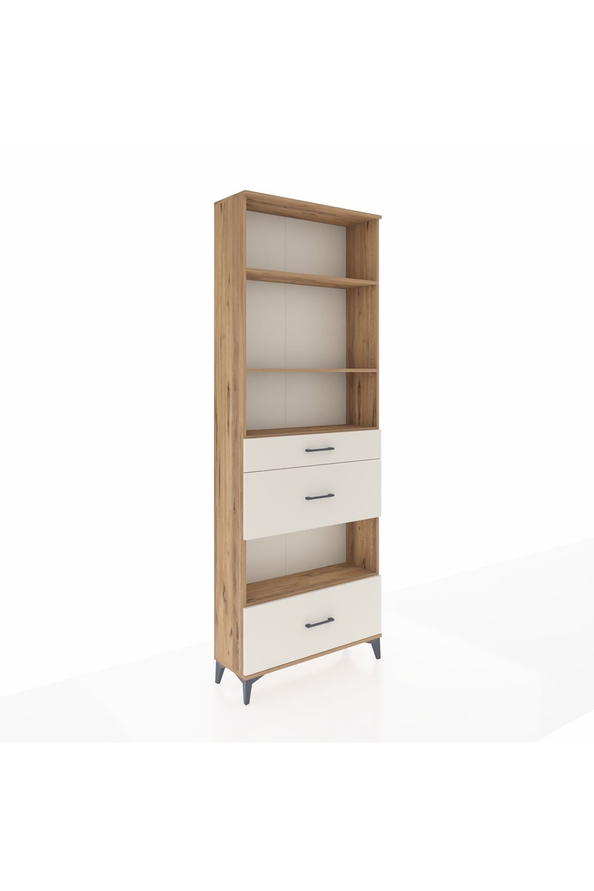 Arges Dolap 4 Raflı 3 Çekmeceli 88x30x243 Çam-Aytaşı