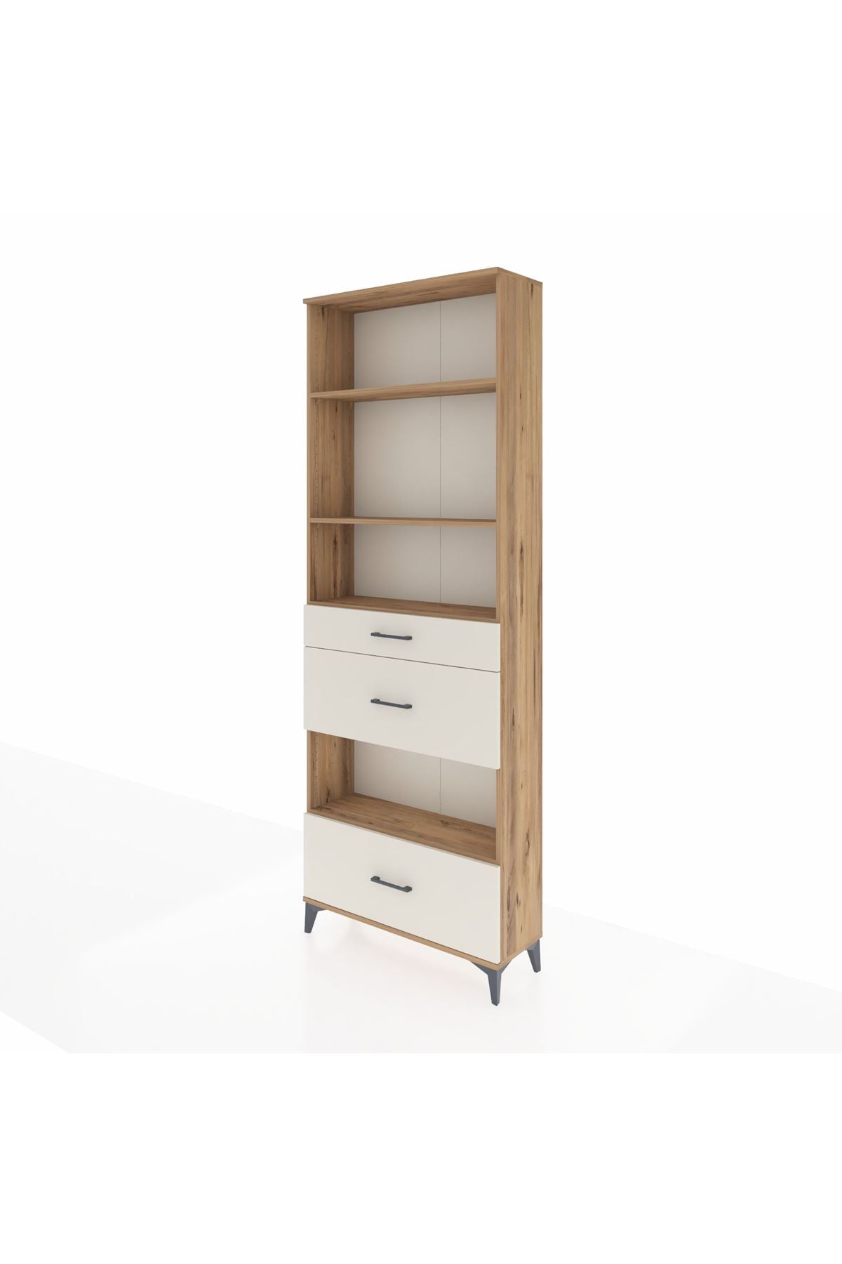 Arges Dolap 4 Raflı 3 Çekmeceli 88x30x243 Çam-Aytaşı