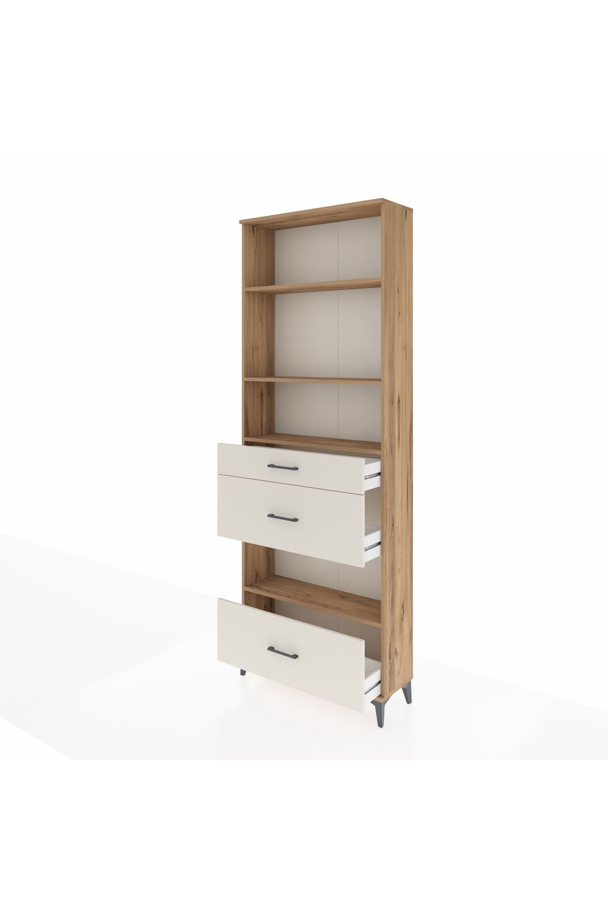 Arges Dolap 4 Raflı 3 Çekmeceli 88x30x243 Çam-Aytaşı