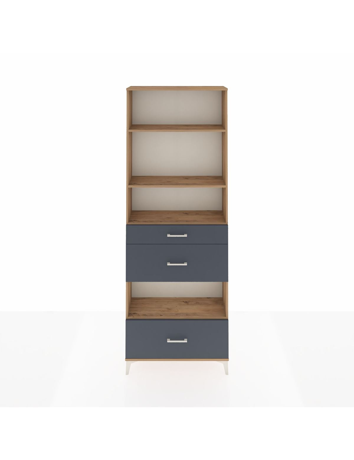 Arges Dolap 4 Raflı 3 Çekmeceli 88x30x243 Çam-Antrasit