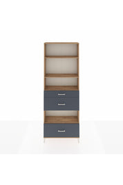 Arges Dolap 4 Raflı 3 Çekmeceli 88x30x243 Çam-Antrasit