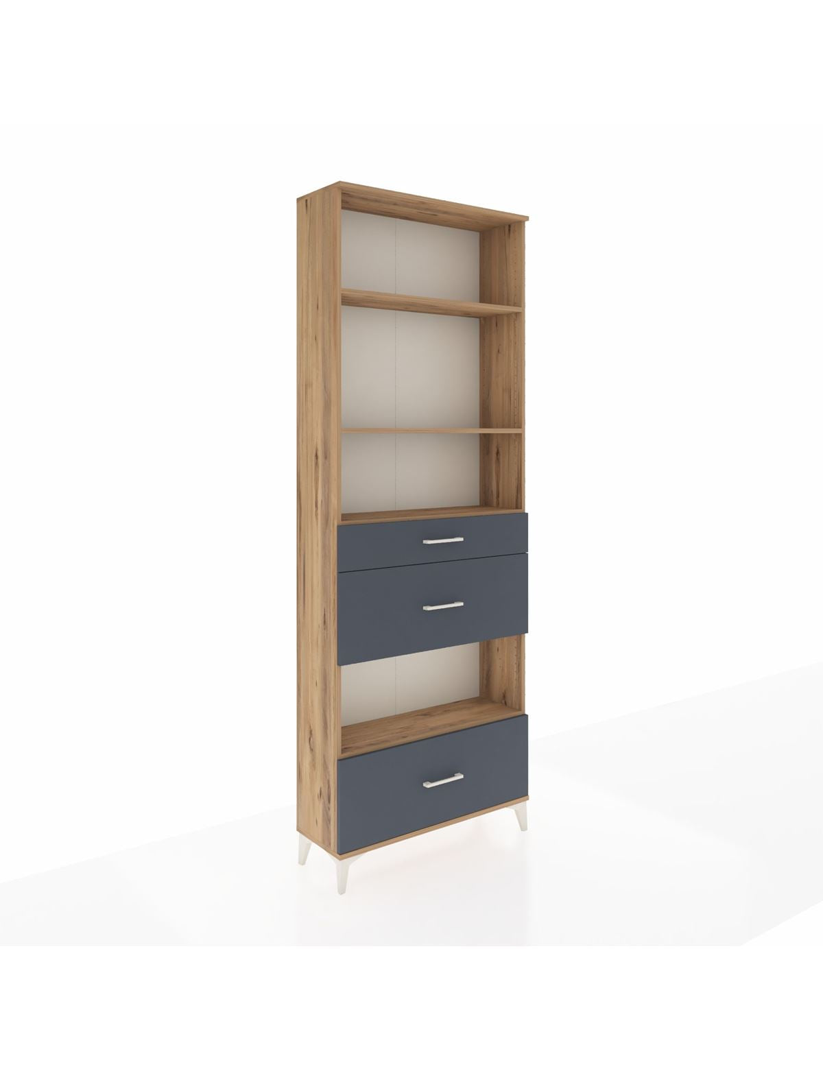 Arges Dolap 4 Raflı 3 Çekmeceli 88x30x243 Çam-Antrasit