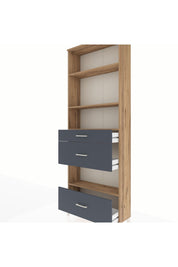 Arges Dolap 4 Raflı 3 Çekmeceli 88x30x243 Çam-Antrasit