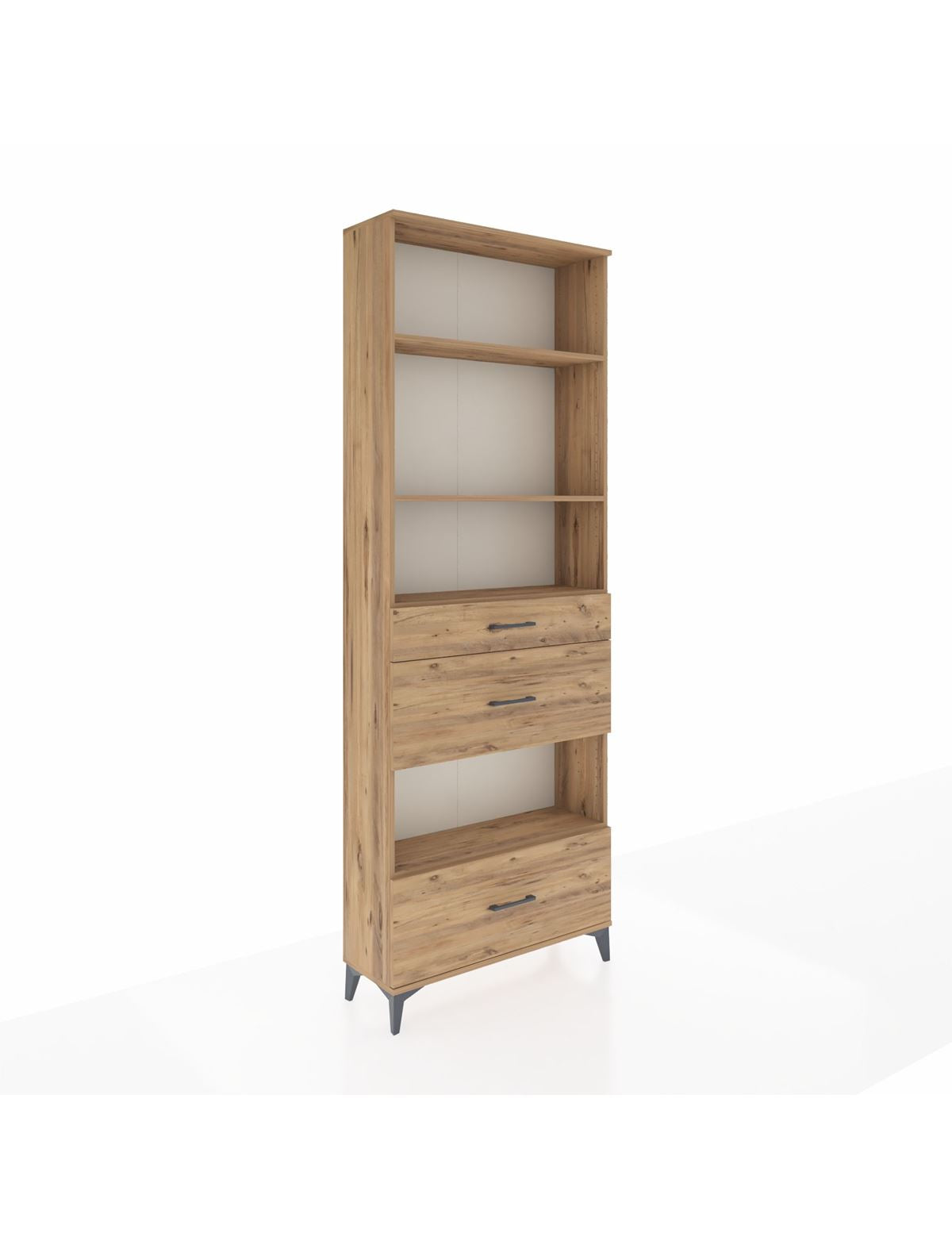 Arges Dolap 4 Raflı 3 Çekmeceli 88x30x243 Çam-Çam