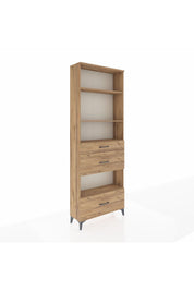 Arges Dolap 4 Raflı 3 Çekmeceli 88x30x243 Çam-Çam